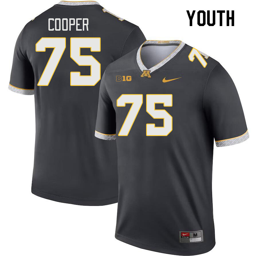 Youth #75 Tyler Cooper Minnesota Golden Gophers College Football Jerseys Stitched-Charcoal - Click Image to Close
